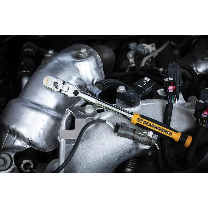 GEARWRENCH 1/4 in Drive 120XP Dual Material Handle Locking Flex Head Ratchet, 9 in - GW 81055 Ratchet GEARWRENCH