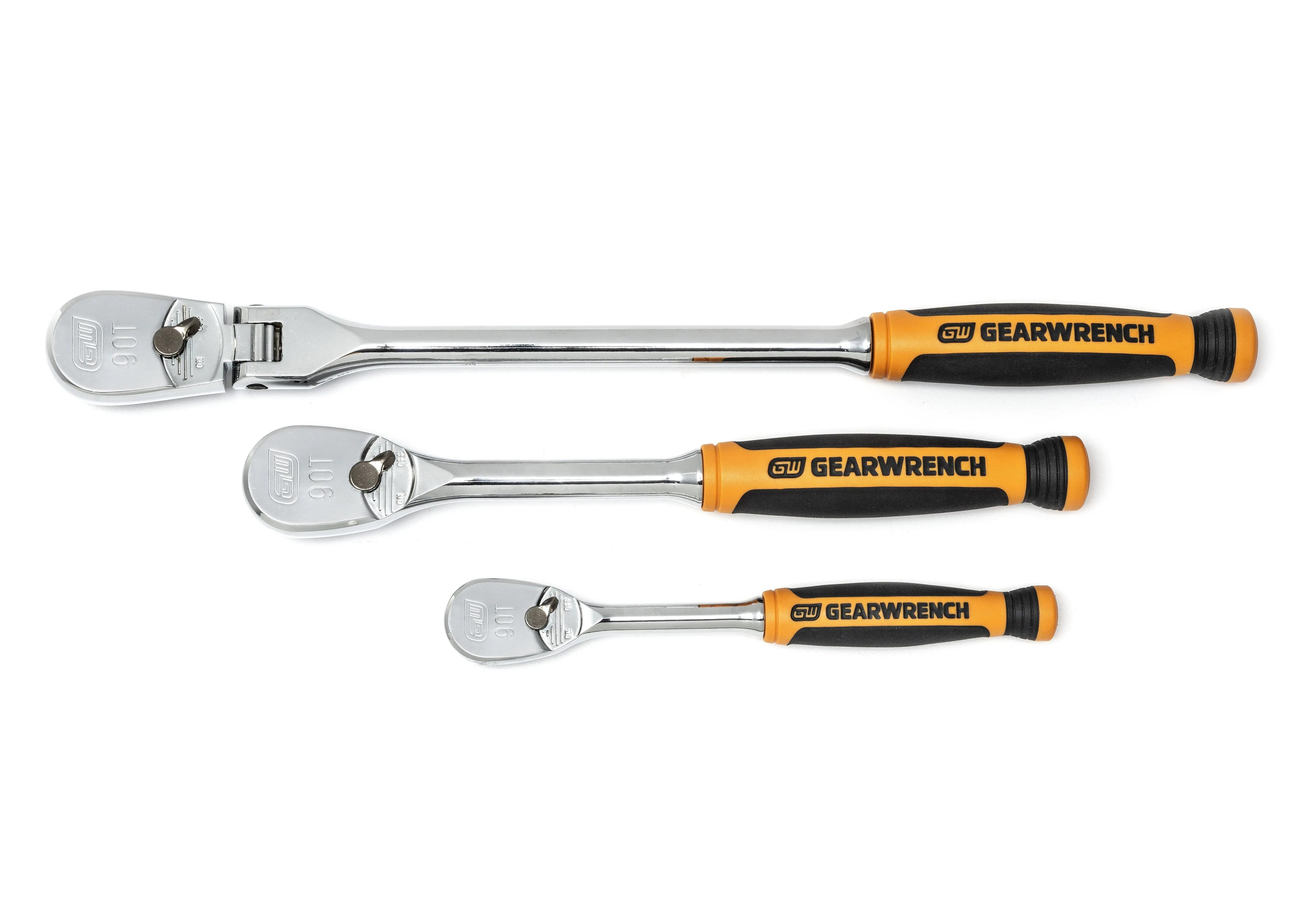 GEARWRENCH 3 Pc. 1/4" and 3/8" 90-Tooth Dual Material Teardrop Ratchet Set 81203T Ratchet Set GEARWRENCH