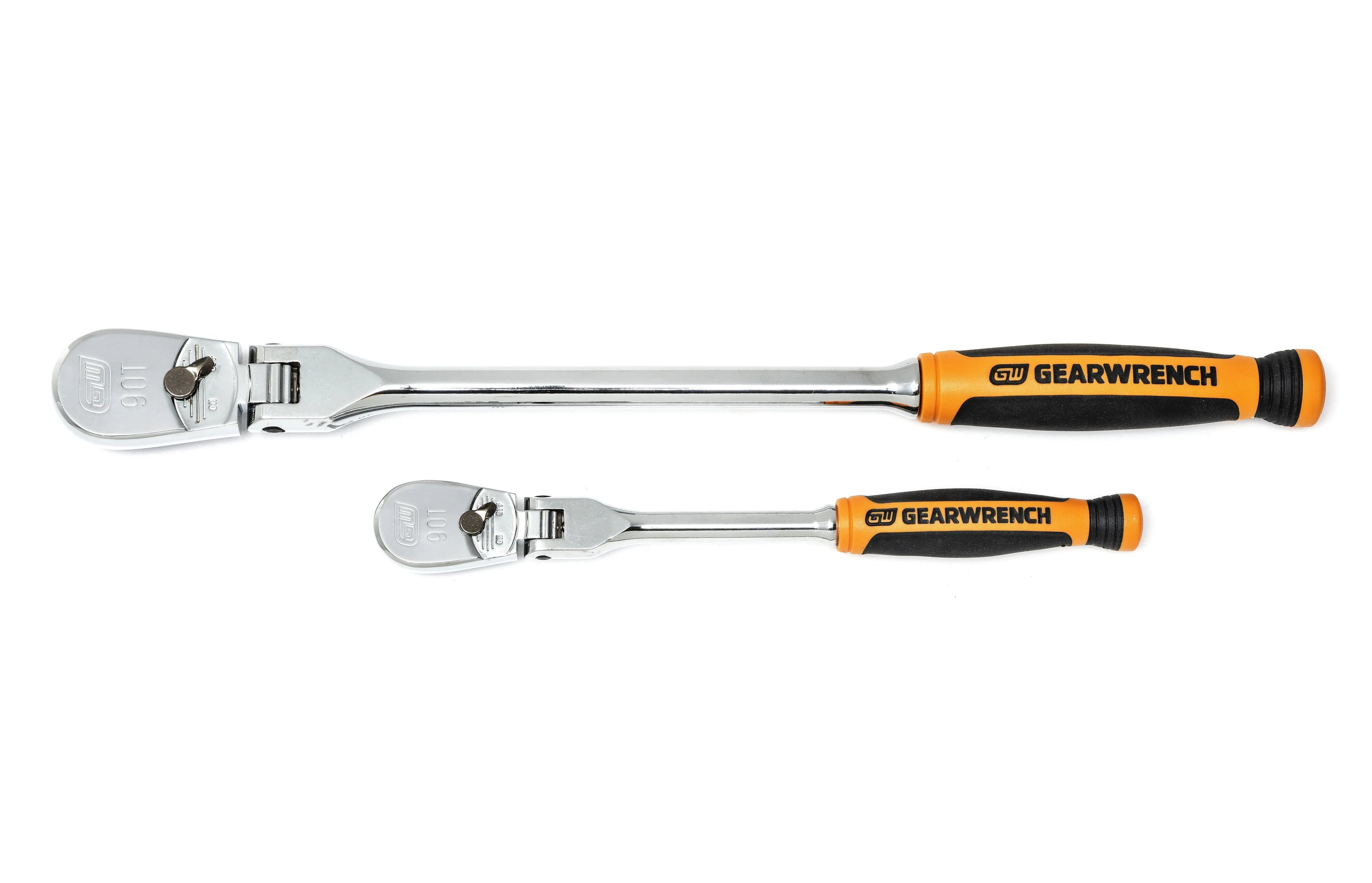 GEARWRENCH 2 Pc. 1/4" and 3/8" 90-Tooth Dual Material Flex Head Teardrop Ratchet Set 81204T Ratchet Set GEARWRENCH