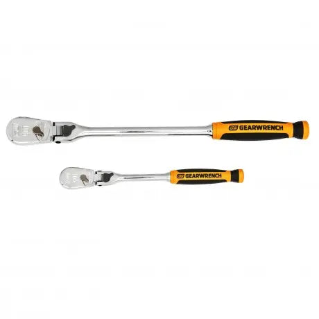 GEARWRENCH 2 Pc. 1/4" and 3/8" Drive 90-Tooth Dual Material Locking Flex Head Teardrop Ratchet Set 81275T Ratchet Set GEARWRENCH