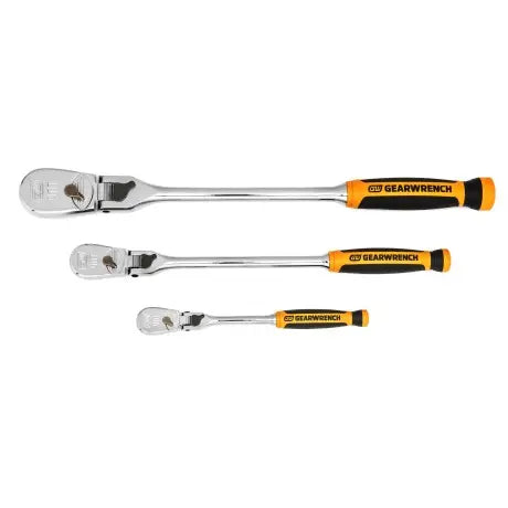 GEARWRENCH 3 Pc. 1/4", 3/8" and 1/2" Drive 90-Tooth Dual Material Locking Flex Head Ratchet Set 81298T Ratchet Set GEARWRENCH