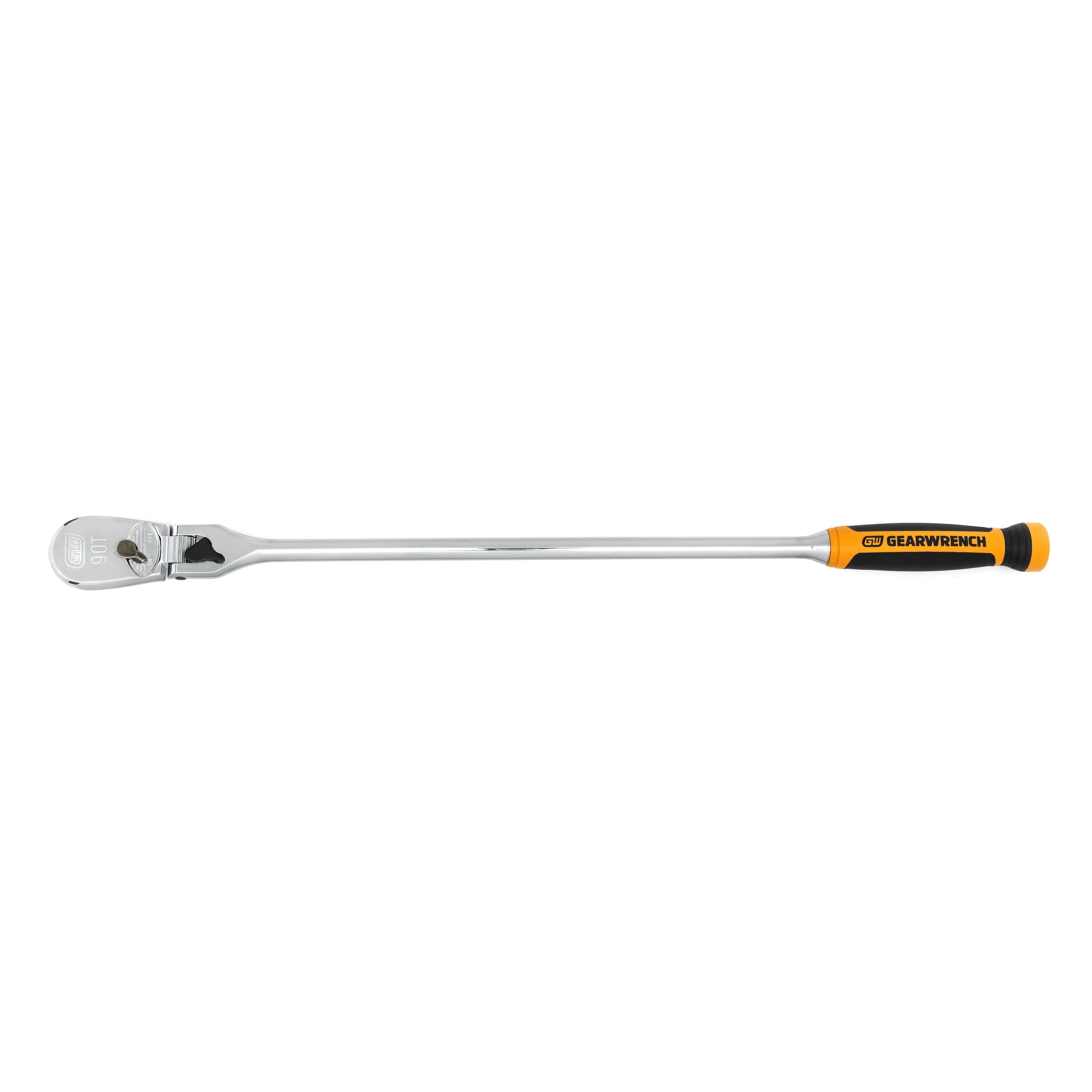 GEARWRENCH 1/2" Drive 90-Tooth Dual Material Locking Flex Head Teardrop Ratchet 24" 81372T GEARWRENCH