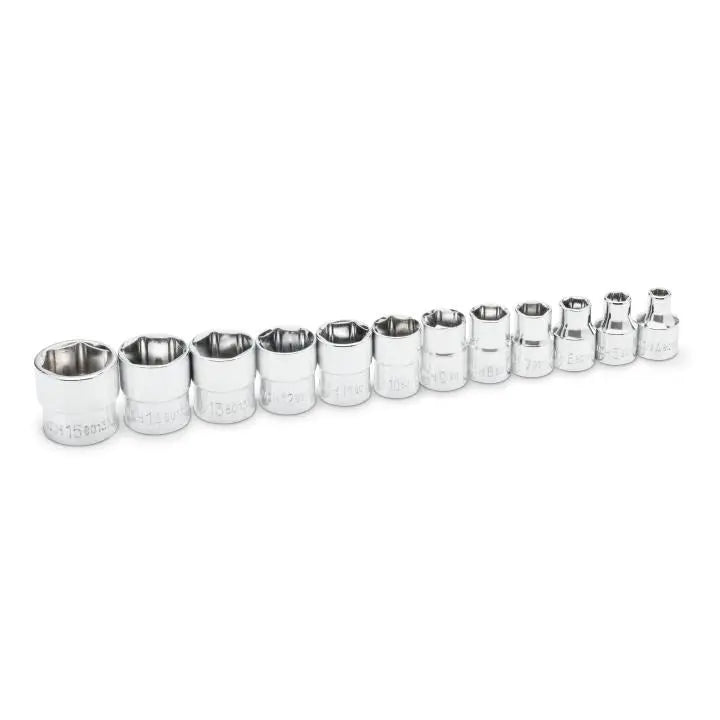GEARWRENCH Set of 12 1/4 in Drive 6-Point Stubby Metric Sockets - GW 81394 Socket Set GEARWRENCH