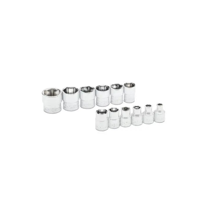 GEARWRENCH Set of 12 1/4 in Drive 6-Point Stubby Metric Sockets - GW 81394 Socket Set GEARWRENCH