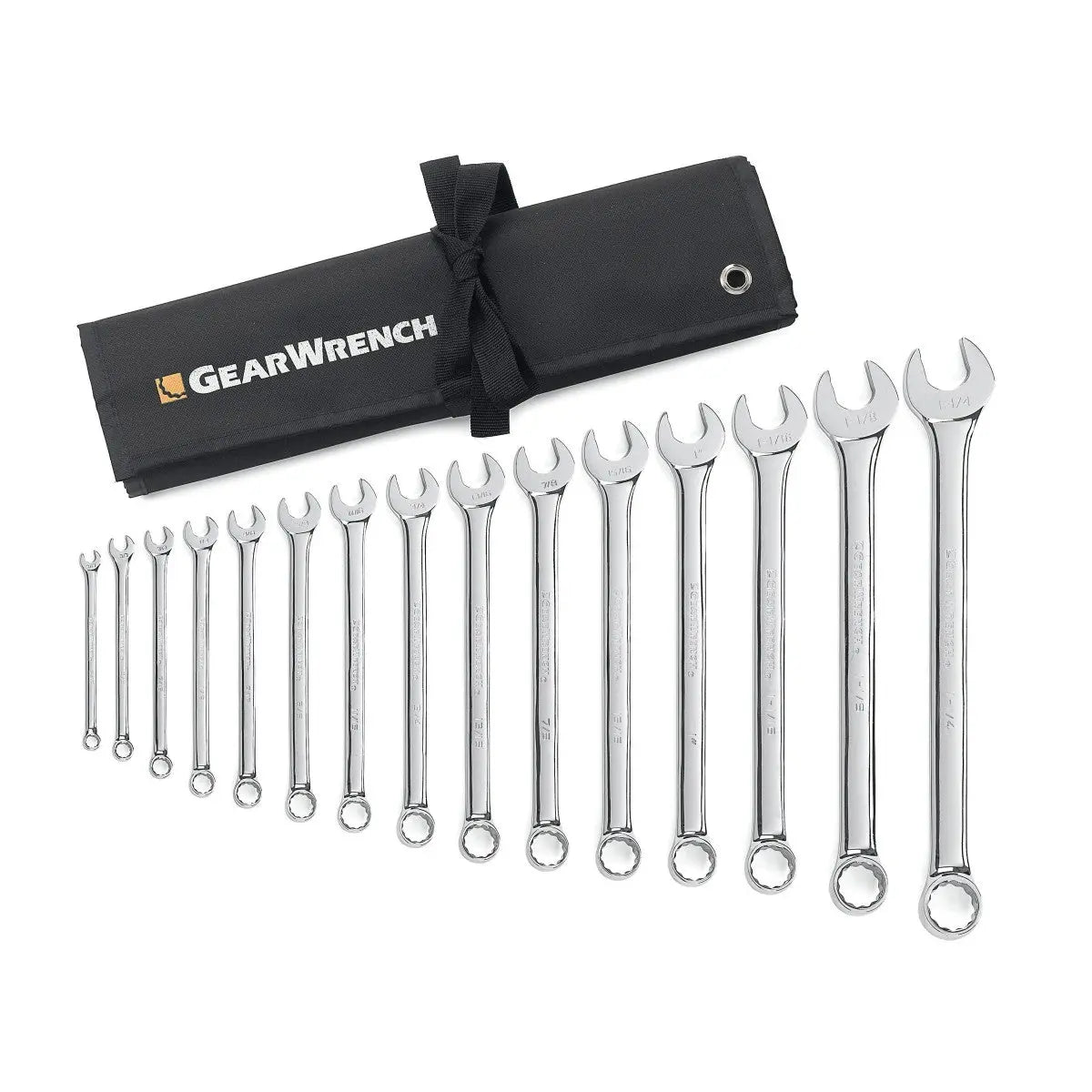 GEARWRENCH 18 Pc. 12 Point SAE Long Pattern Combination Wrench Set with Roll 81917 Wrench Set GEARWRENCH
