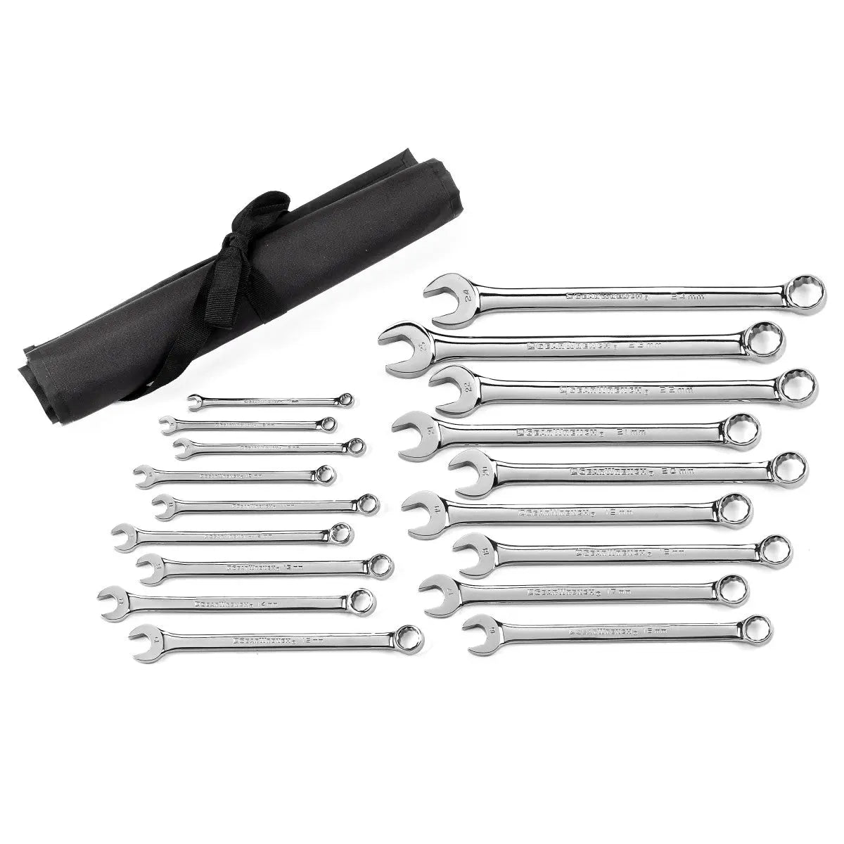 GEARWRENCH 18 Pc. 12 Point Metric Long Pattern Combination Wrench Set with Roll 81920 Wrench Set GEARWRENCH