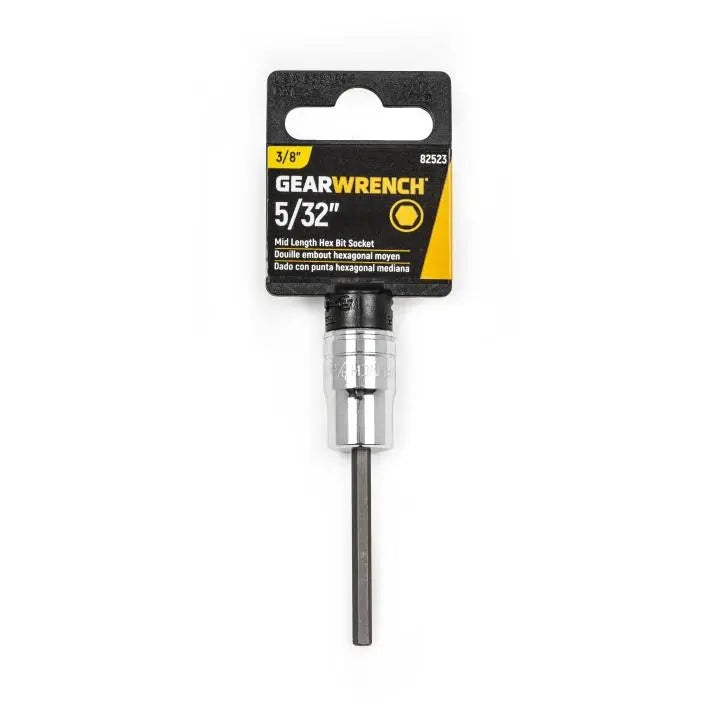 GEARWRENCH 3/8 in Drive Mid Length Hexagon SAE Bit Socket, 5/32 in - GW 82523 GEARWRENCH