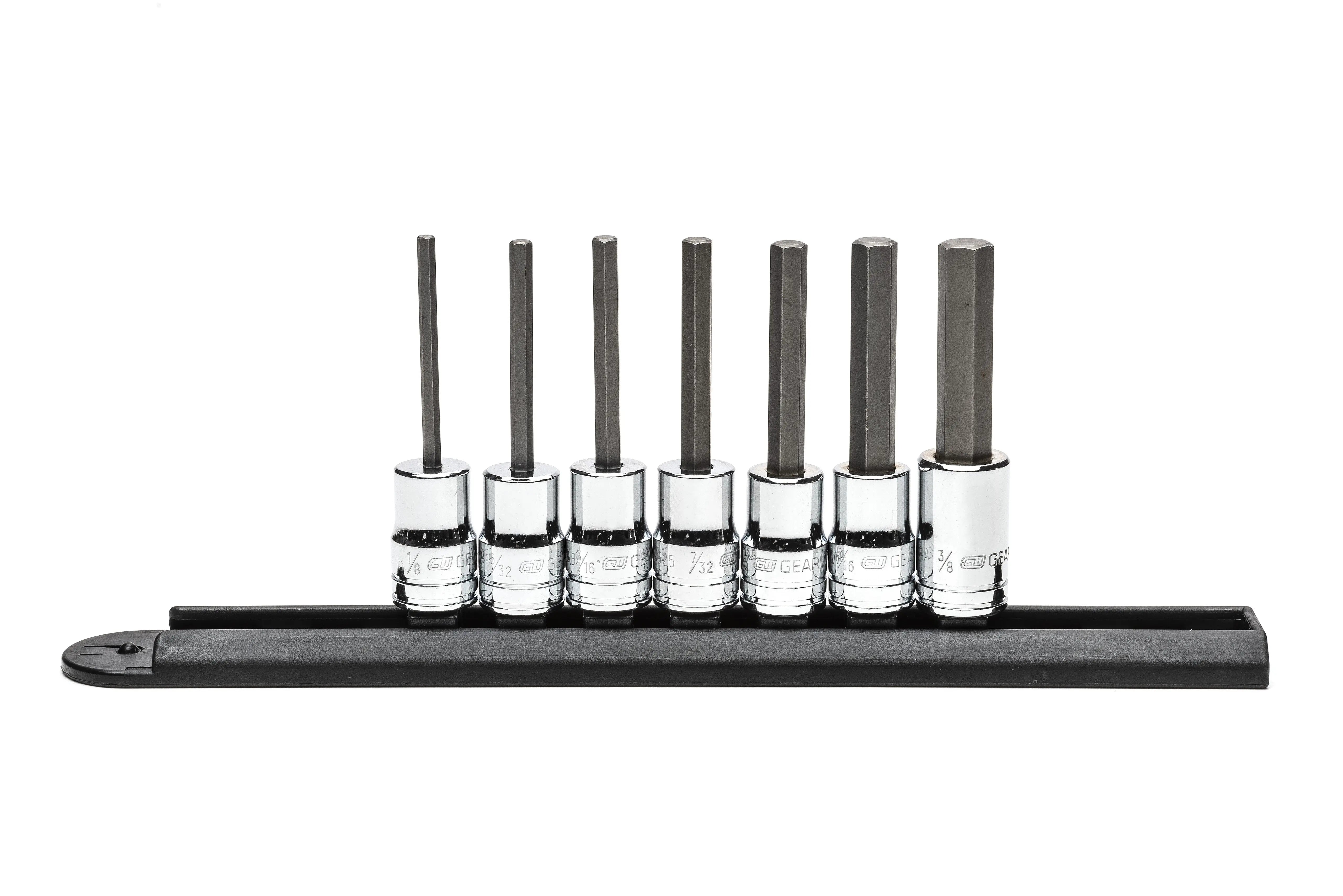 GEARWRENCH 7 Pc. 3/8" Drive Mid Length SAE Hex Bit Socket Set 82529 Socket Set GEARWRENCH