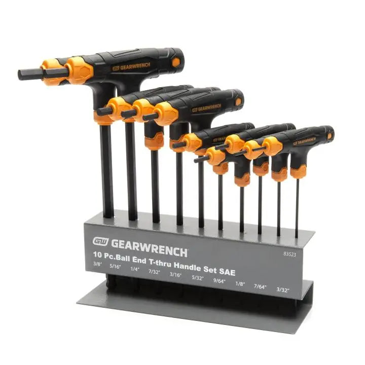 GEARWRENCH Set of 10 SAE Ball End T-Handle Hexagon Keys - GW 83523 Hexagon Key Set GEARWRENCH