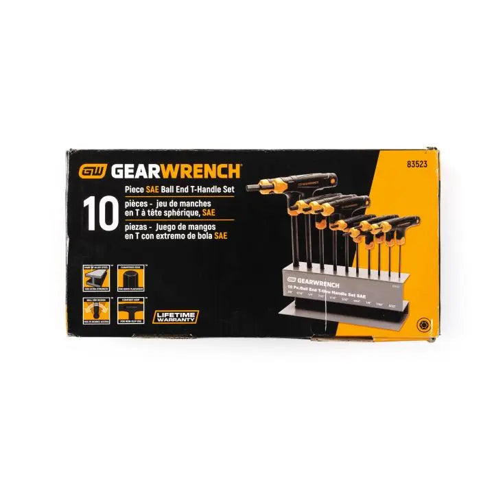 GEARWRENCH Set of 10 SAE Ball End T-Handle Hexagon Keys - GW 83523 Hexagon Key Set GEARWRENCH