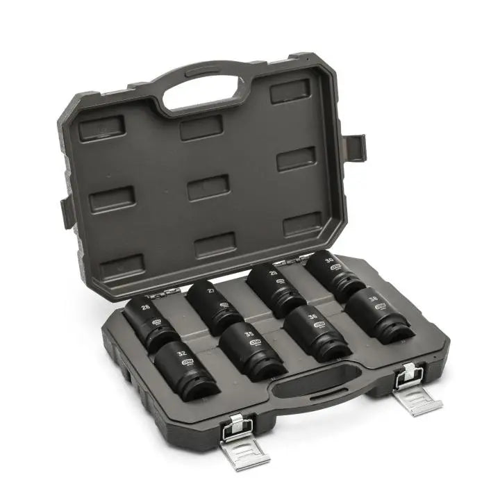 GEARWRENCH Set of 8 3/4 in Drive 6-Point Deep Metric Impact Sockets - GW 84032 Socket Set GEARWRENCH