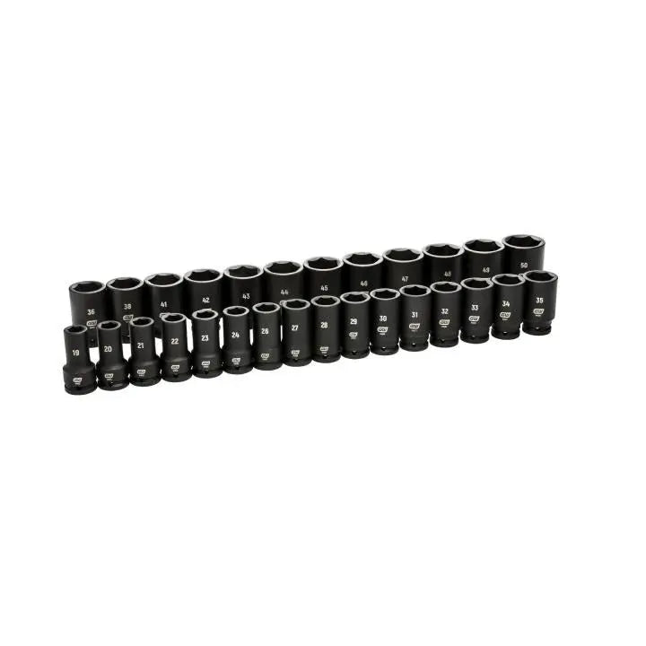 GEARWRENCH Set of 28 3/4 in Drive 6-Point Deep Metric Impact Sockets - GW 84033 Socket Set GEARWRENCH