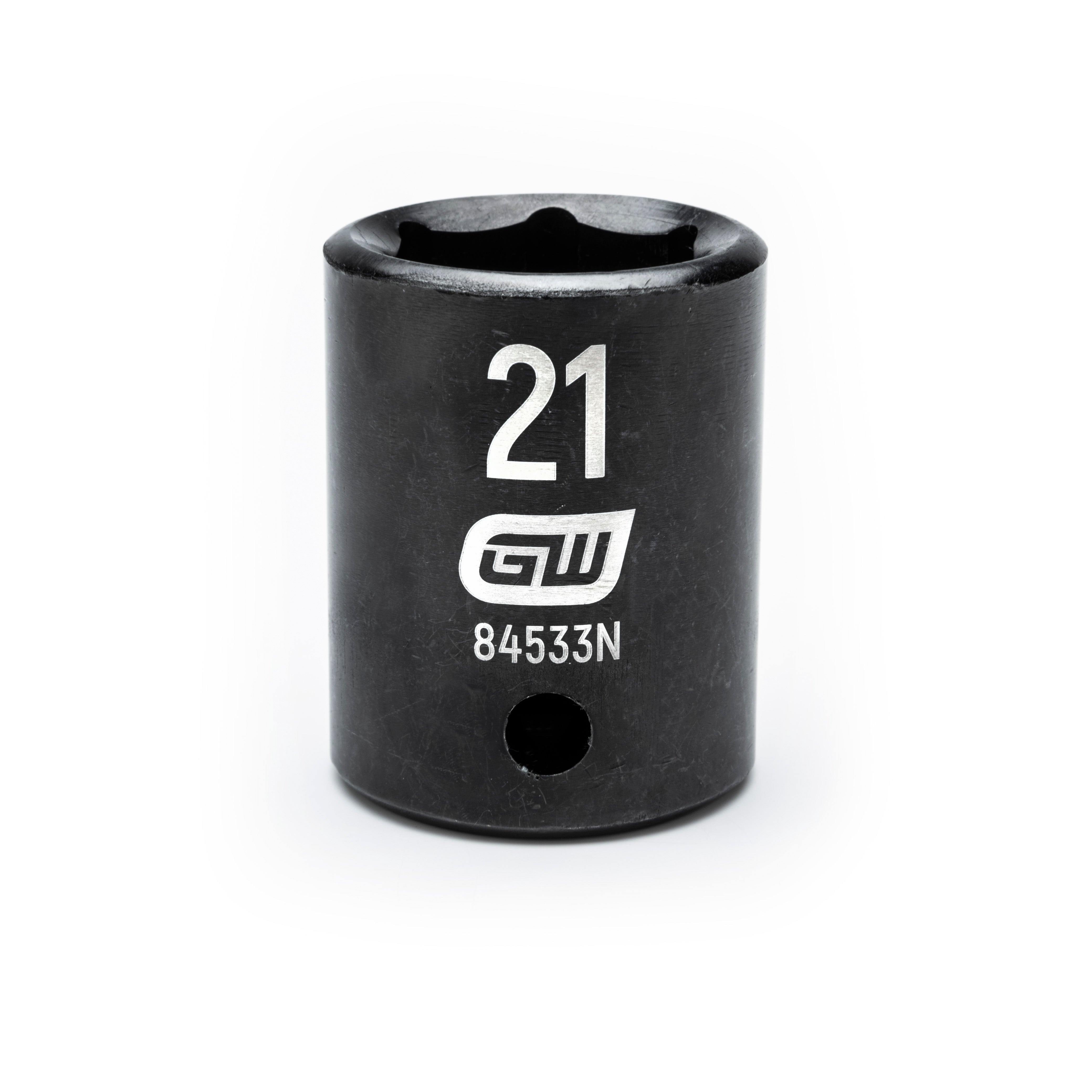 GEARWRENCH 1/2" Drive 6 Point Standard Impact Metric Socket 21mm 84533N Socket