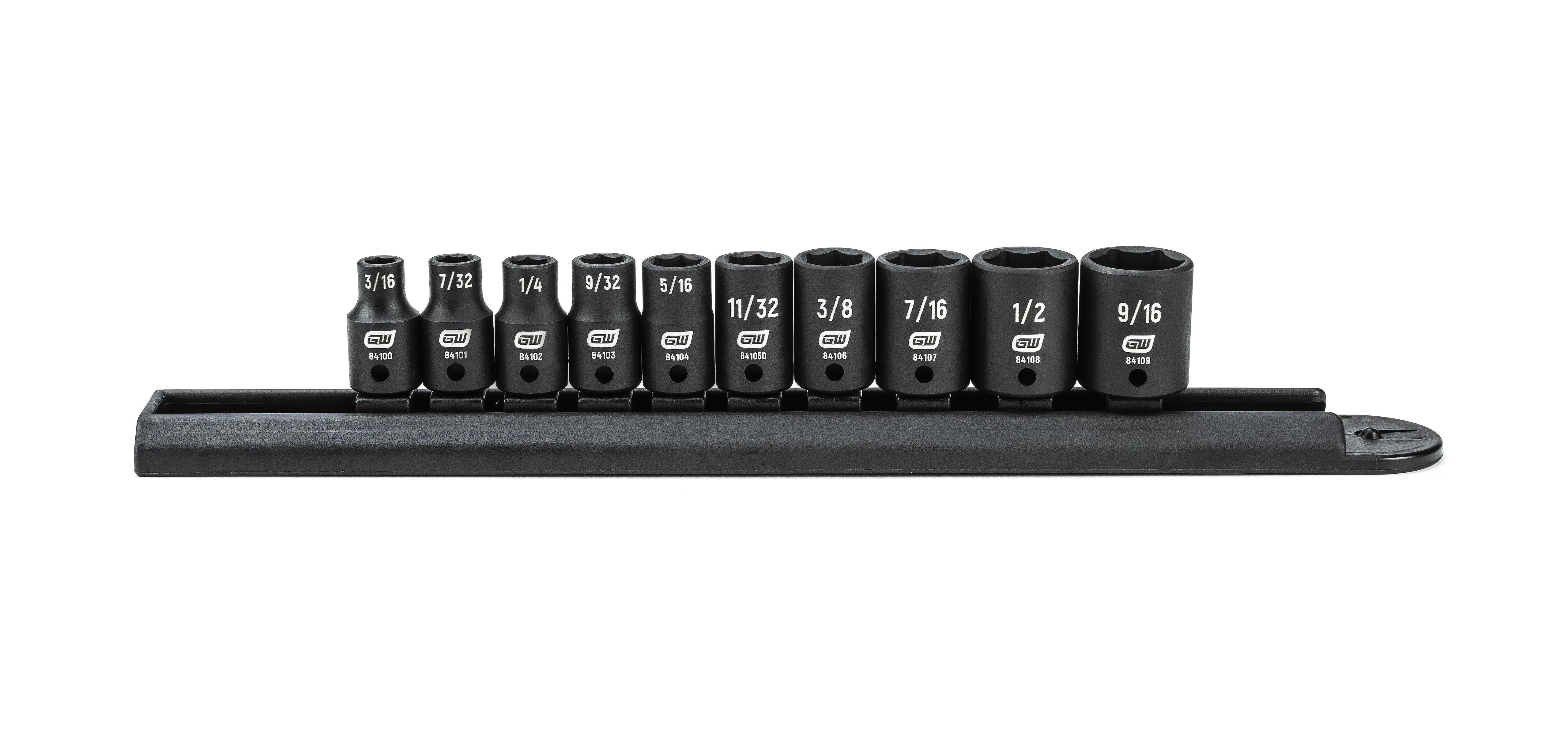 GEARWRENCH 10 Pc. 1/4" Drive 6 Point Standard Impact SAE Socket Set 84906 Socket Set GEARWRENCH