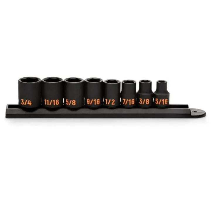 GEARWRENCH Set of 8 3/8 in Drive 6 Point SAE Hi-Viz Impact Socket - GW 84910H
