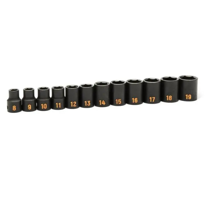GEARWRENCH Set of 12 3/8 in Drive 6 Point Metric Hi-Viz Impact Socket - GW 84911H