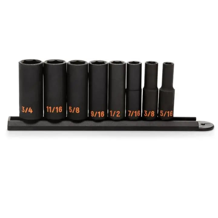 GEARWRENCH Set of 8 3/8 in Drive 6 Point SAE Hi-Viz Deep Impact Socket - GW 84915H
