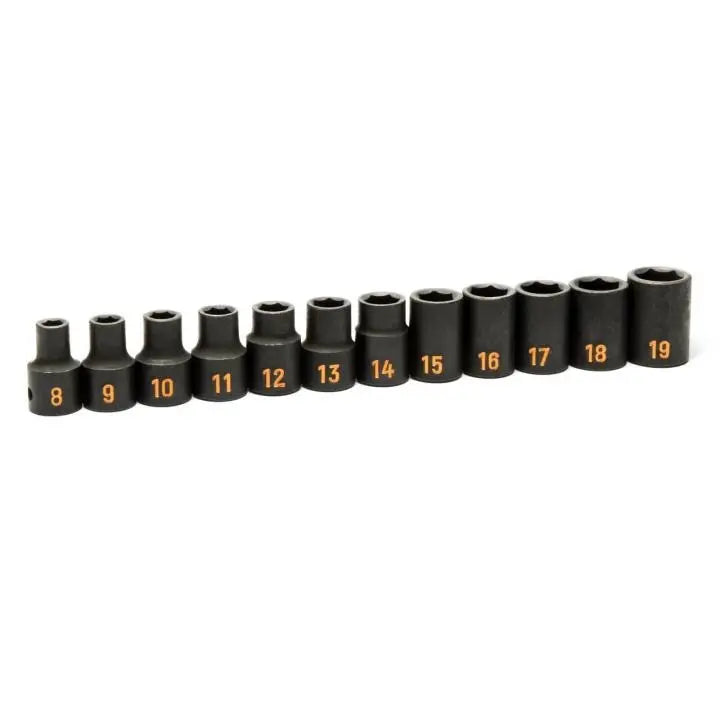 GEARWRENCH Set of 12 1/2 in Drive 6 Point Metric Hi-Viz Impact Socket - GW 84930H