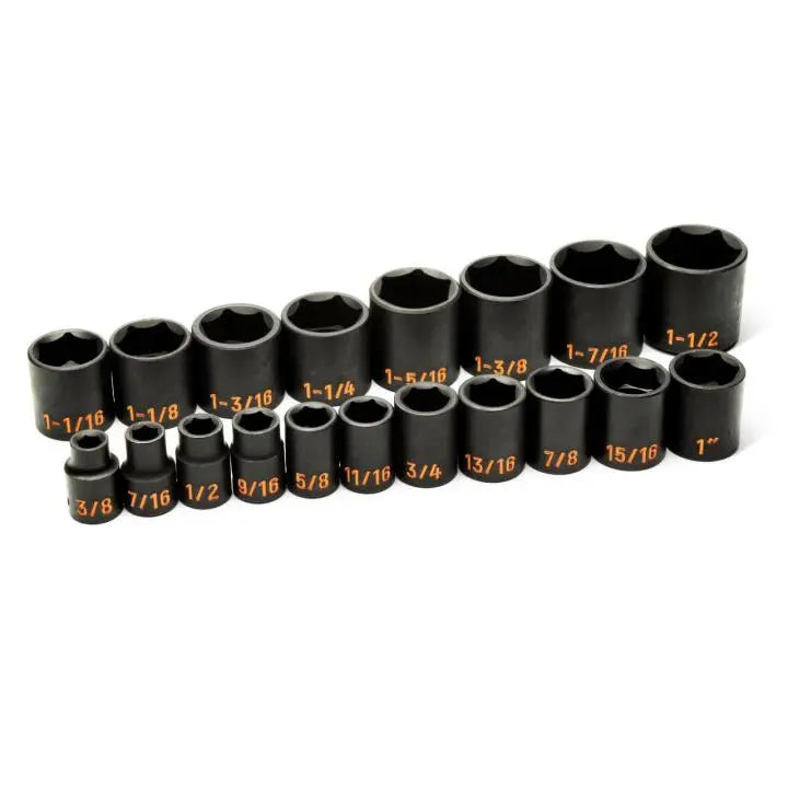 GEARWRENCH Set of 19 1/2 in Drive 6 Point SAE Hi-Viz Impact Socket - GW 84932H