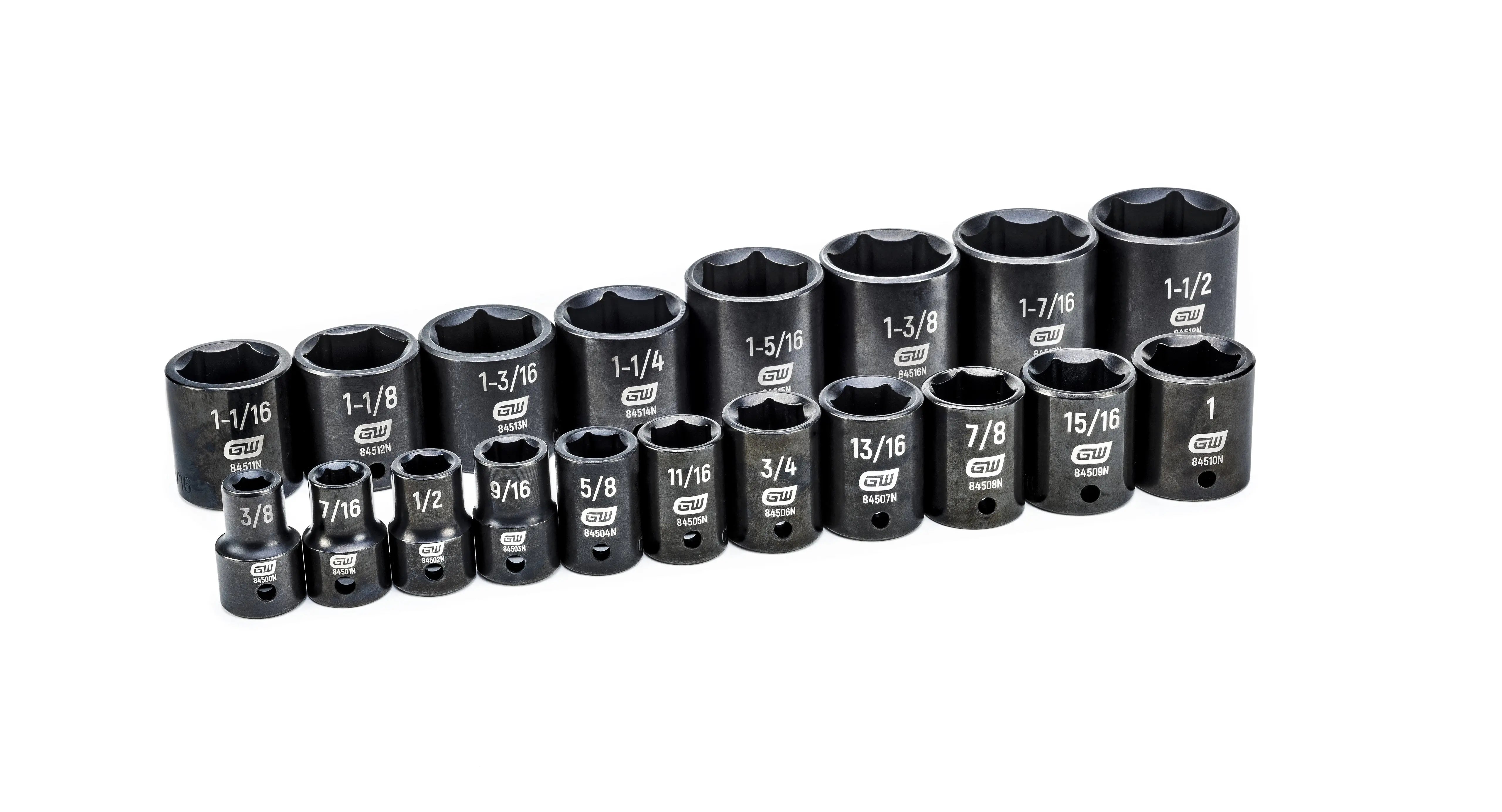 GEARWRENCH 19 Pc. 1/2" Drive 6 Point Standard Impact SAE Socket Set 84932N Socket Set GEARWRENCH