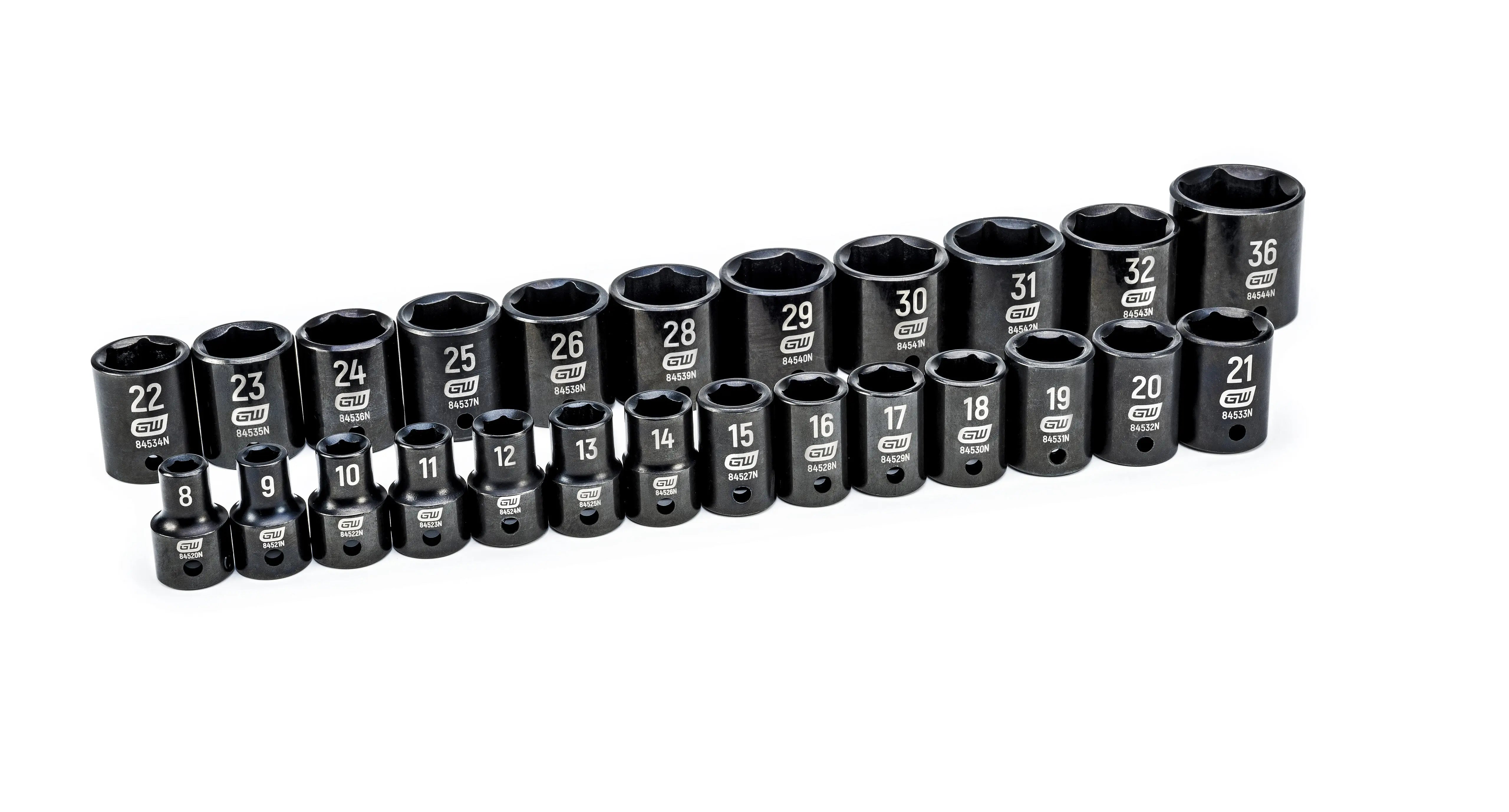 GEARWRENCH 25 Pc. 1/2" Drive 6 Point Standard Impact Metric Socket Set 84933N Socket Set GEARWRENCH