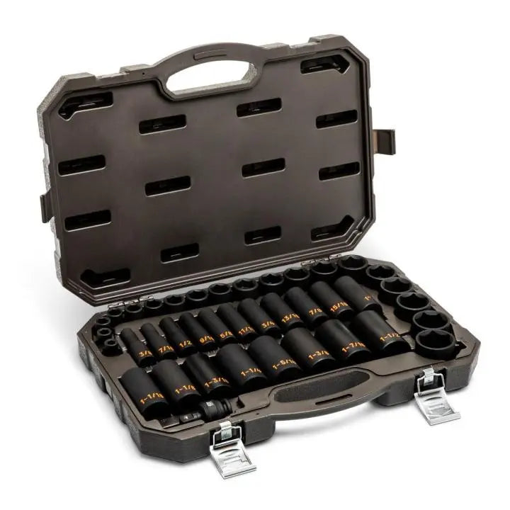GEARWRENCH Set of 39 1/2 in Drive 6 Point SAE Hi-Viz Standard and Deep Impact Socket - GW 84947H
