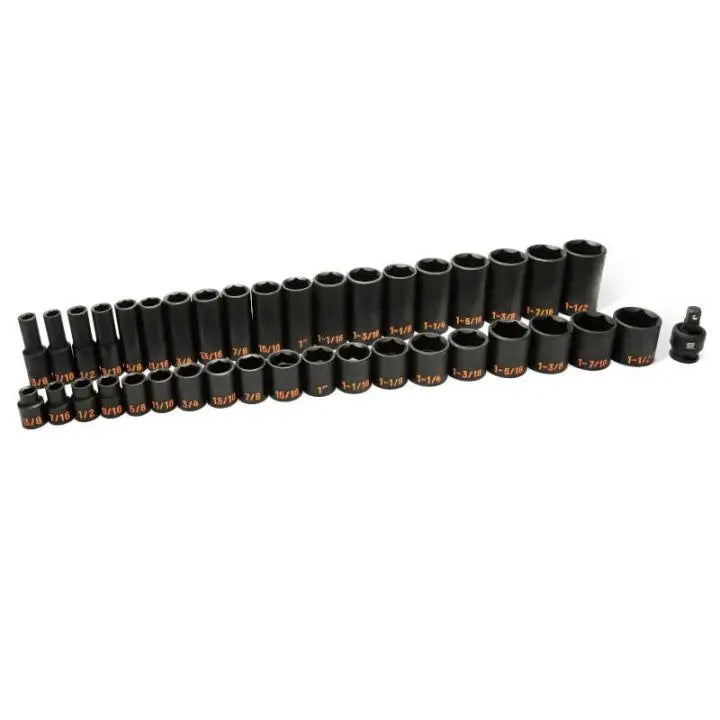 GEARWRENCH Set of 39 1/2 in Drive 6 Point SAE Hi-Viz Standard and Deep Impact Socket - GW 84947H