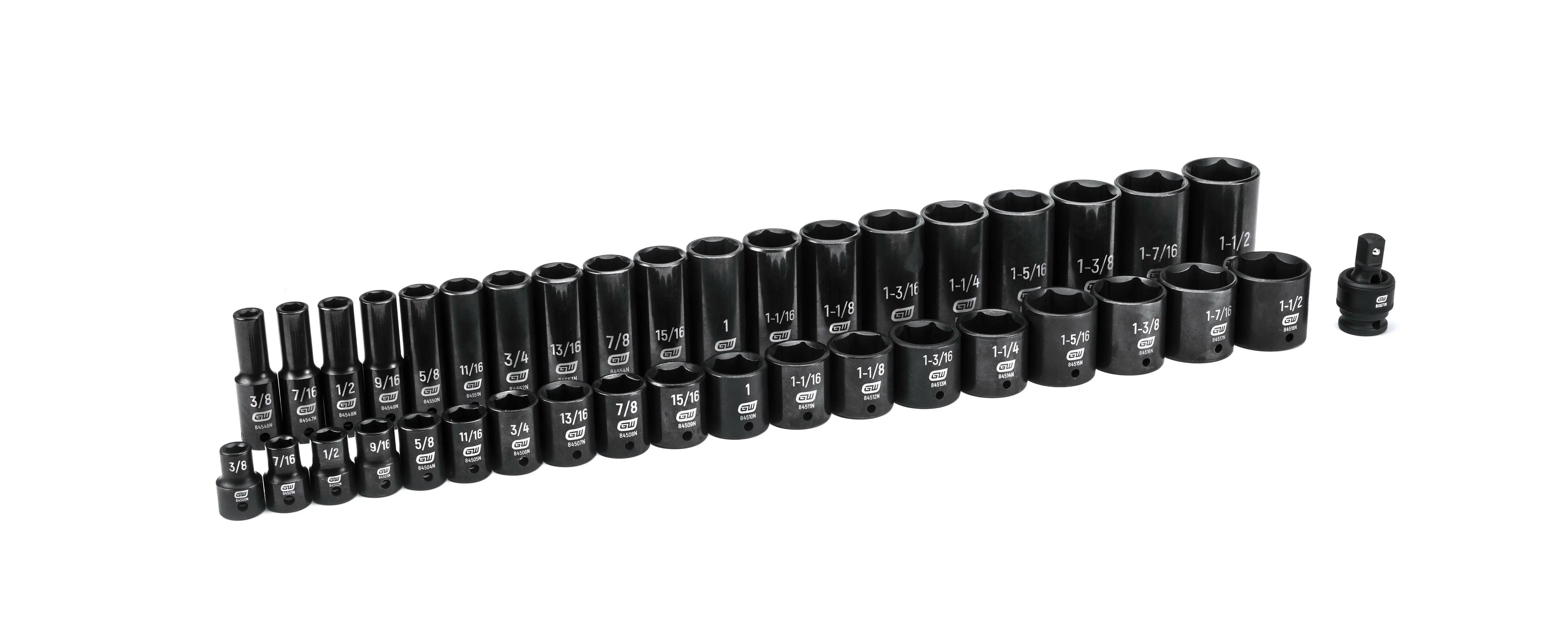 GEARWRENCH 39 Pc. 1/2" Drive 6 Point Standard & Deep Impact SAE Socket Set 84947N Socket Set GEARWRENCH