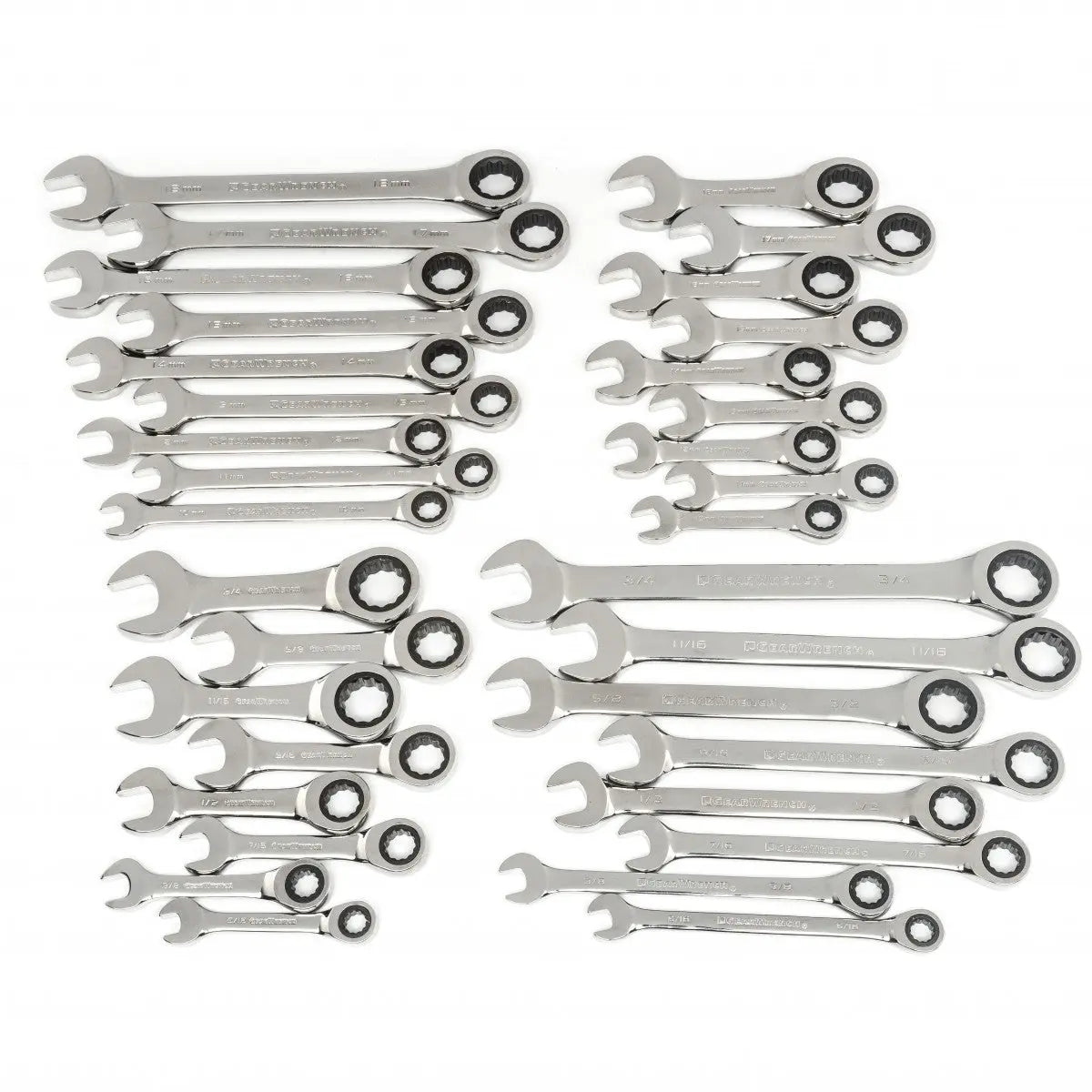 GEARWRENCH 34 Pc. 72-Tooth 12 Point Standard & Stubby Ratcheting Combination SAE/Metric Wrench Set 85034 Wrench Set GEARWRENCH