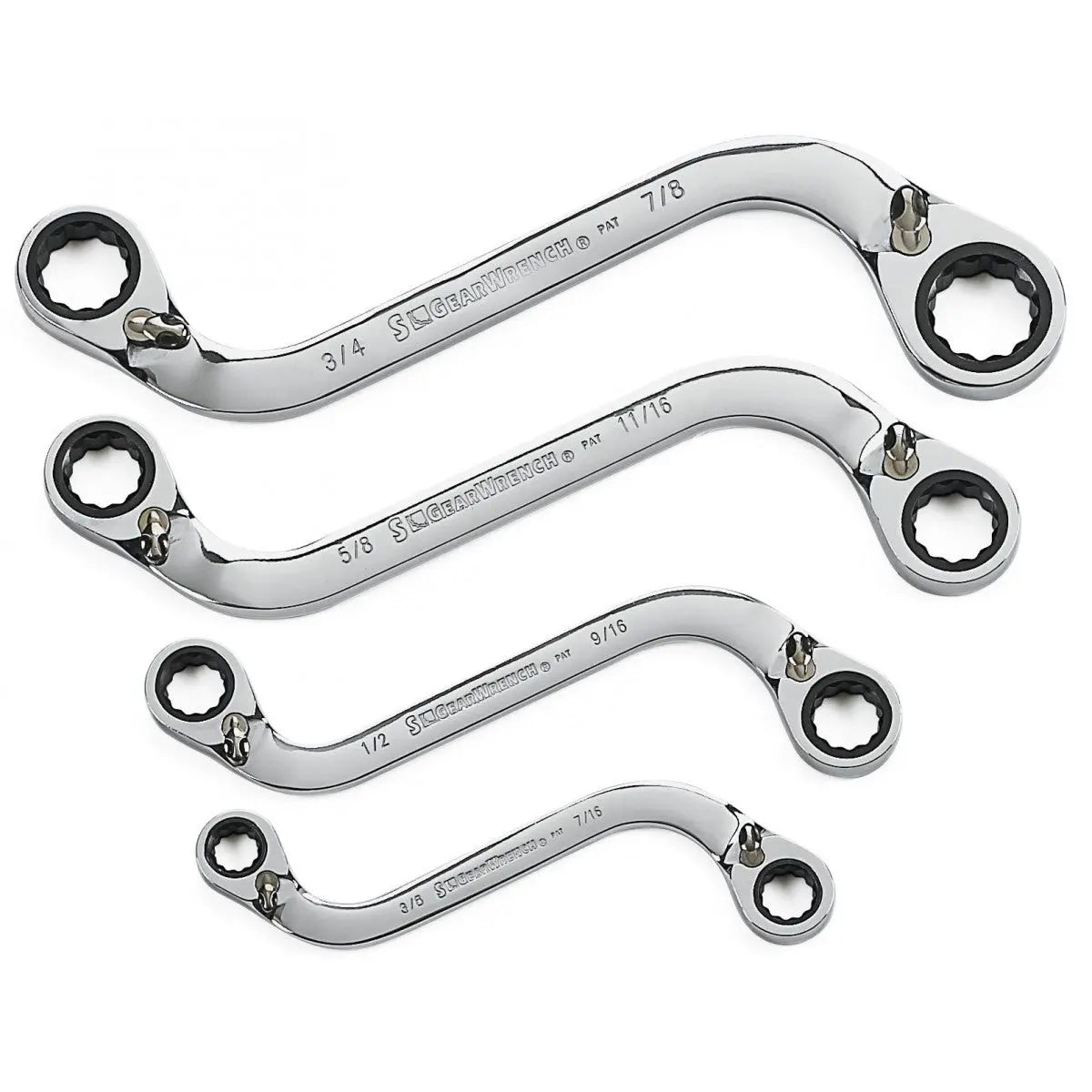 GEARWRENCH 4 Pc. 72-Tooth 12 Point Reversible S-Shape Double Box Ratcheting SAE Wrench Set 85399 Wrench Set GEARWRENCH