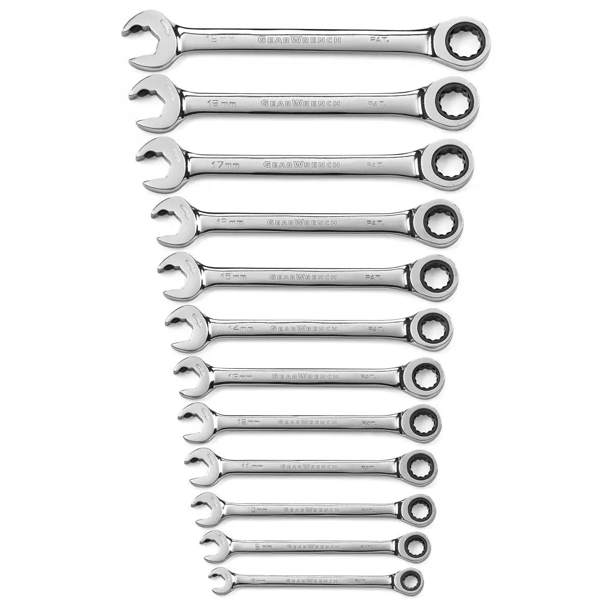 GEARWRENCH 12 Pc. 72-Tooth 12 Point Open End Ratcheting Metric Wrench Set 85597 Wrench Set GEARWRENCH