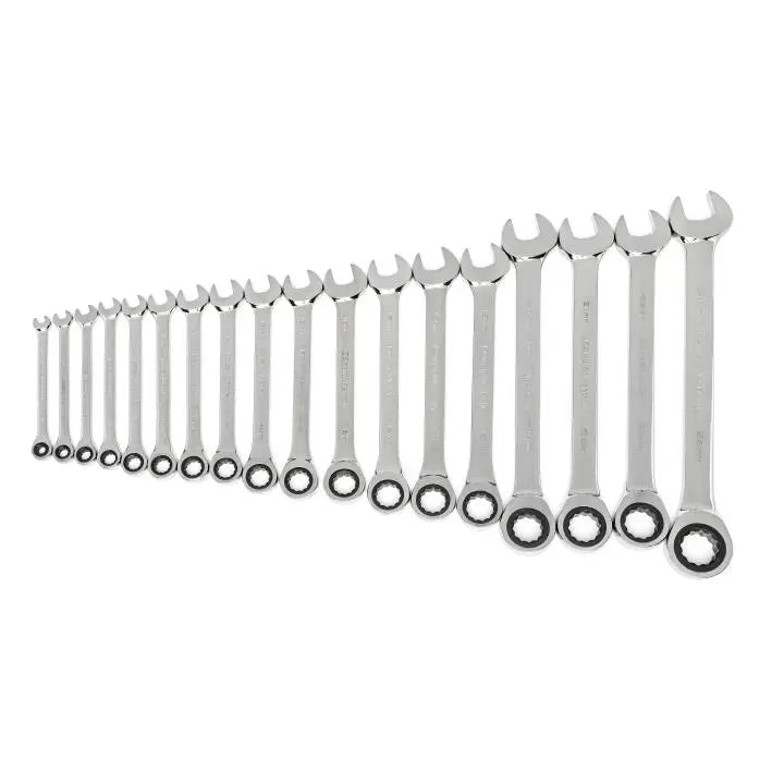 GEARWRENCH Set of 18 72-Tooth 12-Point Metric Ratcheting Combination Wrenches - GW 85890-02 Wrench Set GEARWRENCH