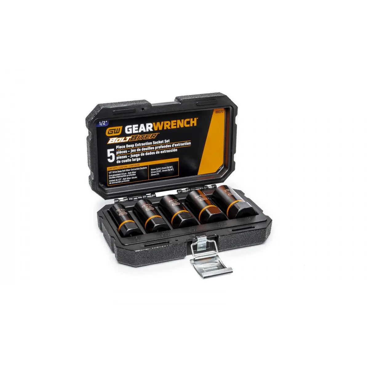GEARWRENCH 5 Pc. 1/2" Drive Bolt Biter Deep Extraction Socket Set 86070 Bolt Biter Impact Deep Extraction Socket Set GEARWRENCH