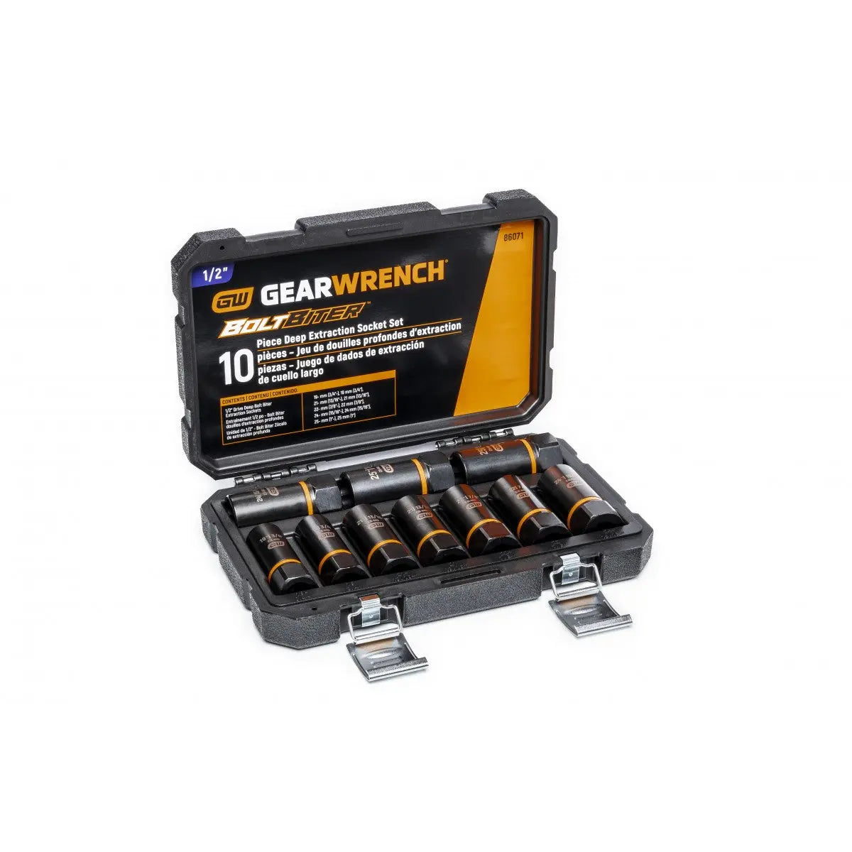 GEARWRENCH 10 Pc. 1/2" Drive Bolt Biter Deep Extraction Socket Set 86071 Bolt Biter Impact Deep Extraction Socket Set GEARWRENCH