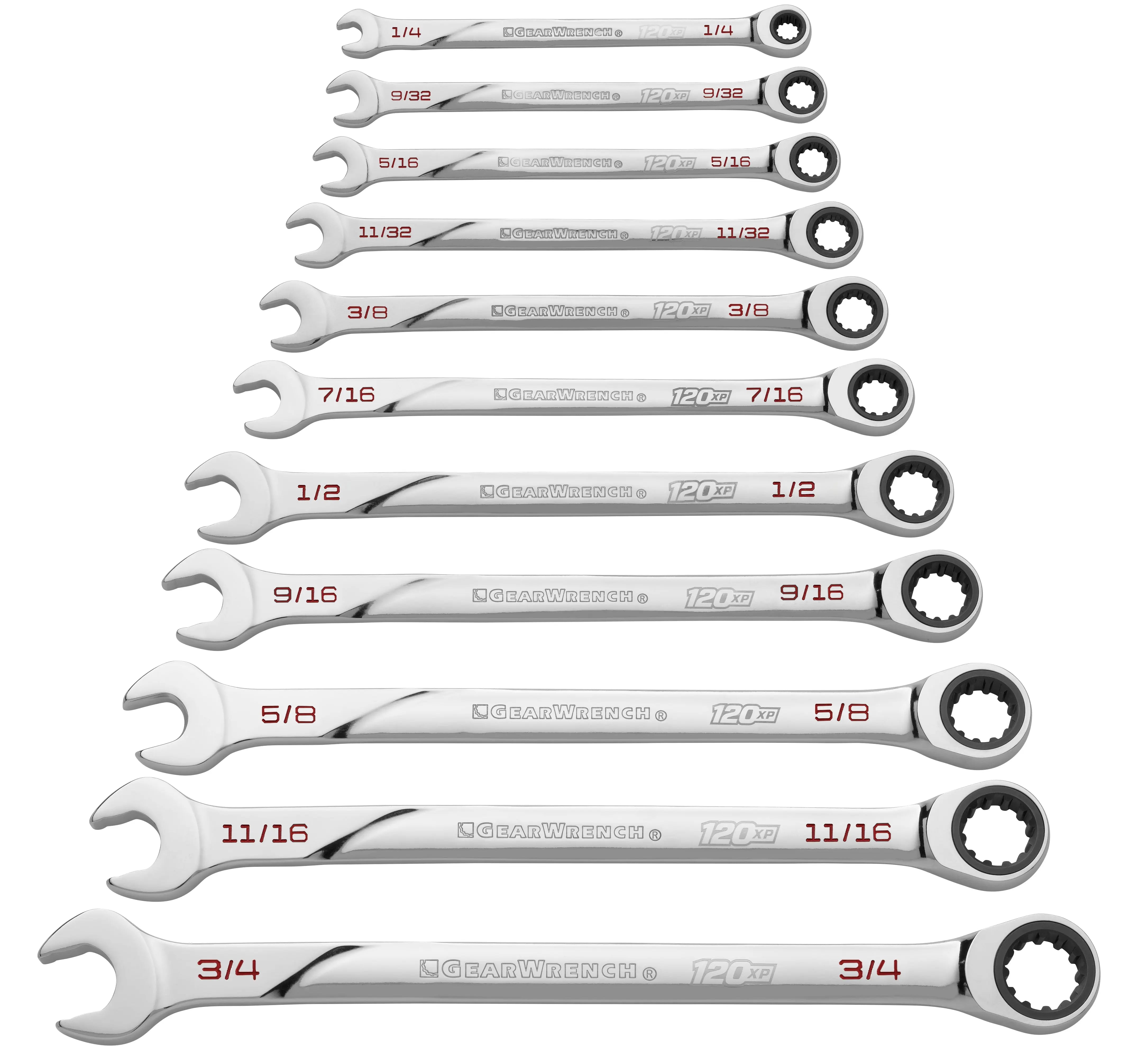 GEARWRENCH 11 Pc. 120XP Universal Spline XL Ratcheting Combination SAE Wrench Set 86450 Wrench Set GEARWRENCH