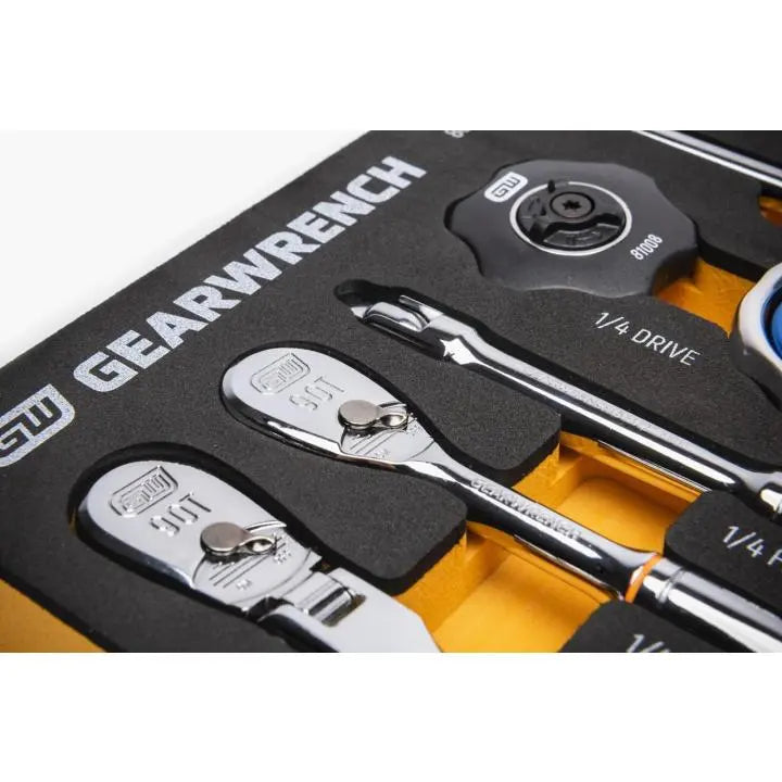 GEARWRENCH Set of 18 1/4 in Drive 90-Tooth Ratchet and Drive Tools in Foam Storage Tray - GW 86520 Tool Set GEARWRENCH