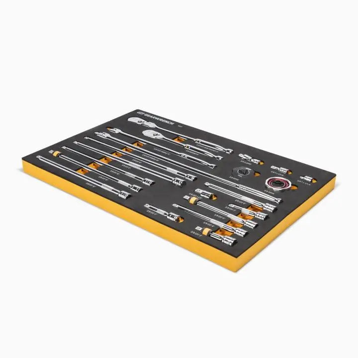 GEARWRENCH Set of 21 3/8 in Drive 90-Tooth Ratchet and Drive Tools in Foam Storage Tray - GW 86521 Tool Set GEARWRENCH