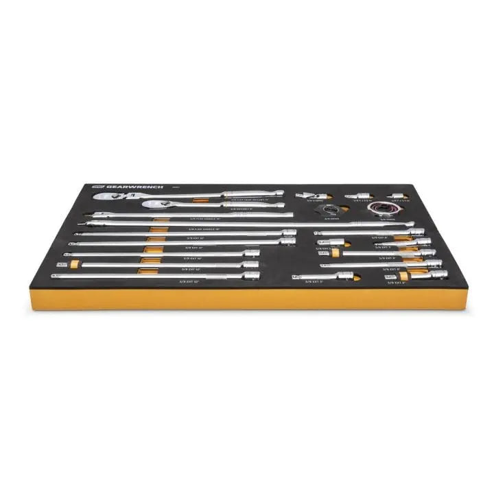 GEARWRENCH Set of 21 3/8 in Drive 90-Tooth Ratchet and Drive Tools in Foam Storage Tray - GW 86521 Tool Set GEARWRENCH