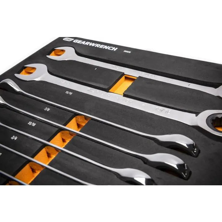 GEARWRENCH Set of 21 72-Tooth 12-Point Standard Stubby SAE Ratcheting Combination Wrenches in Foam Storage Tray - GW 86526 Wrench Set GEARWRENCH