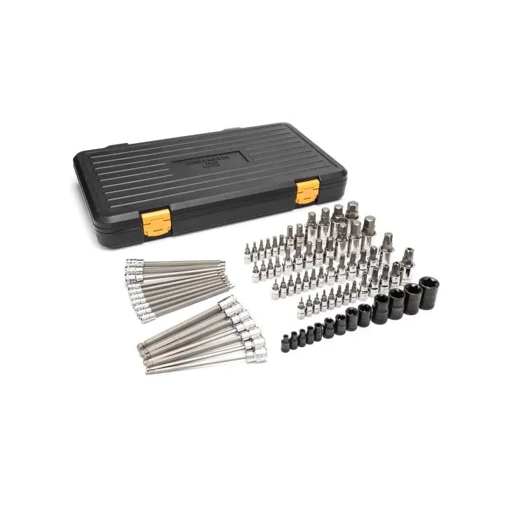 GEARWRENCH Set of 80 1/4 in, 3/8 in, 1/2 in Drive Hexagon/Ball End Hexagon/Tamper Proof Torx/E-Torx/Torx Bit Sockets - GW 86538 Socket Set GEARWRENCH