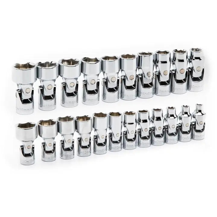GEARWRENCH Set of 22 1/4 in, 3/8 in Drive 6-Point Metric Flex Sockets - GW 86539 Socket Set GEARWRENCH