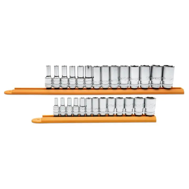 GEARWRENCH Set of 27 1/4 in, 3/8 in Drive 6-Point Mid Length Metric Sockets - GW 86541-06 Socket Set GEARWRENCH