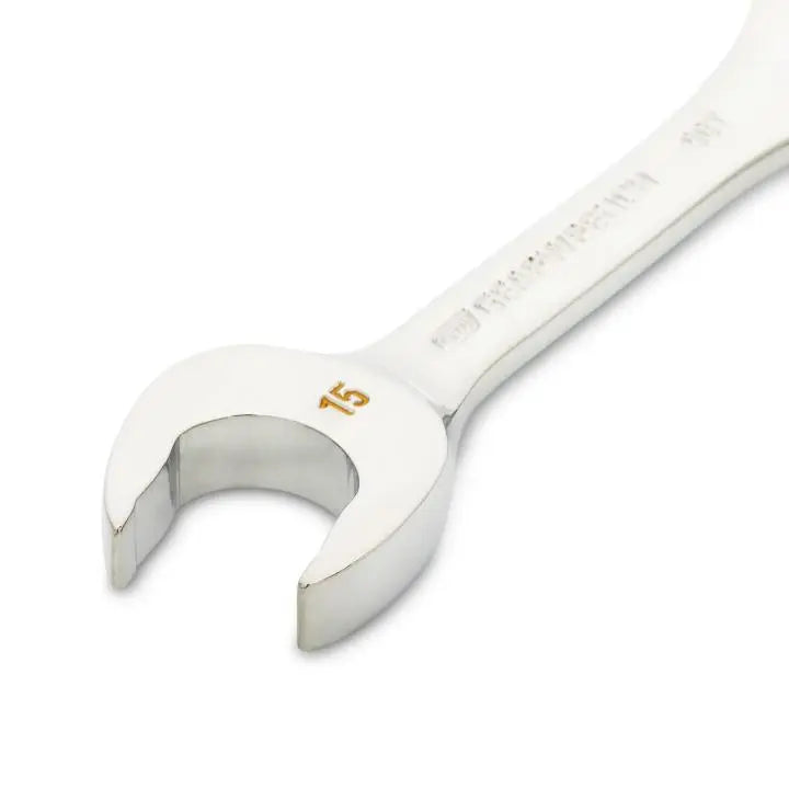 GEARWRENCH 90-Tooth 12-Point Stubby Combination Ratcheting Wrench, 15mm - GW 86845 Combination Wrench GEARWRENCH