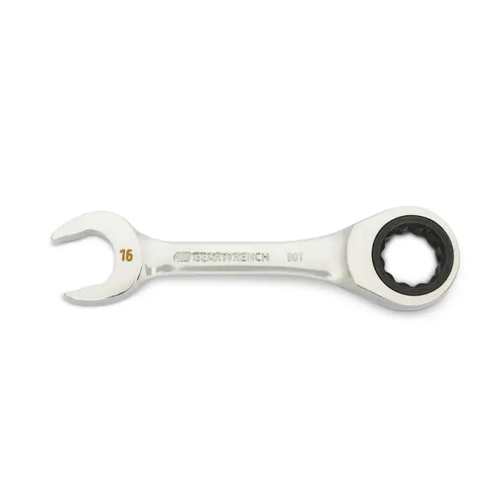 GEARWRENCH 90-Tooth 12-Point Stubby Combination Ratcheting Wrench, 16mm - GW 86846 Combination Wrench GEARWRENCH