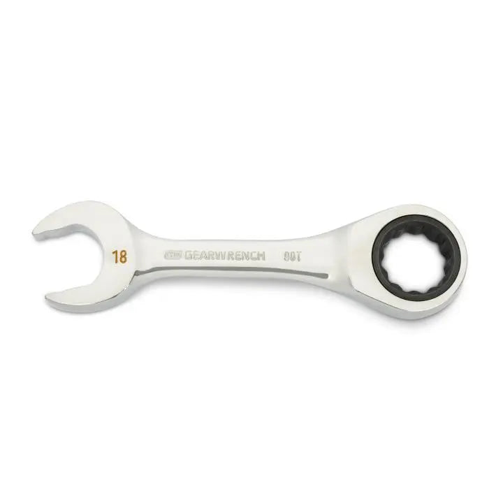 GEARWRENCH 90-Tooth 12-Point Stubby Combination Ratcheting Wrench, 18mm - GW 86848 Combination Wrench GEARWRENCH