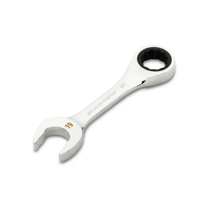 GEARWRENCH 90-Tooth 12-Point Stubby Combination Ratcheting Wrench, 19mm - GW 86849 Combination Wrench GEARWRENCH