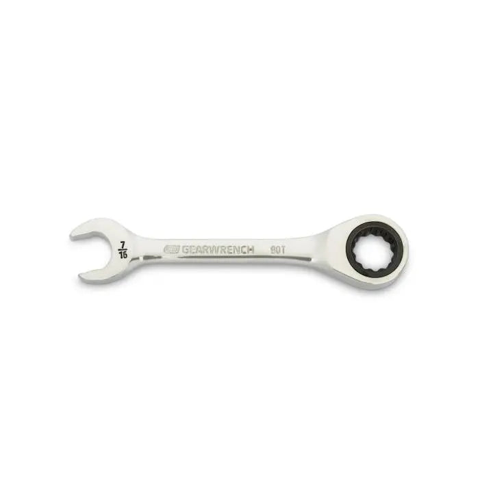 GEARWRENCH 90-Tooth 12-Point Stubby Combination Ratcheting Wrench, 7/16 in - GW 86852 Combination Wrench GEARWRENCH
