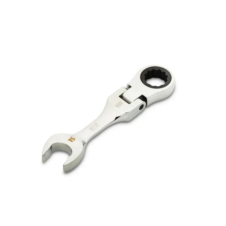 GEARWRENCH 90-Tooth 12-Point Stubby Flex Combination Ratcheting Wrench, 15mm - GW 86865 Combination Wrench GEARWRENCH