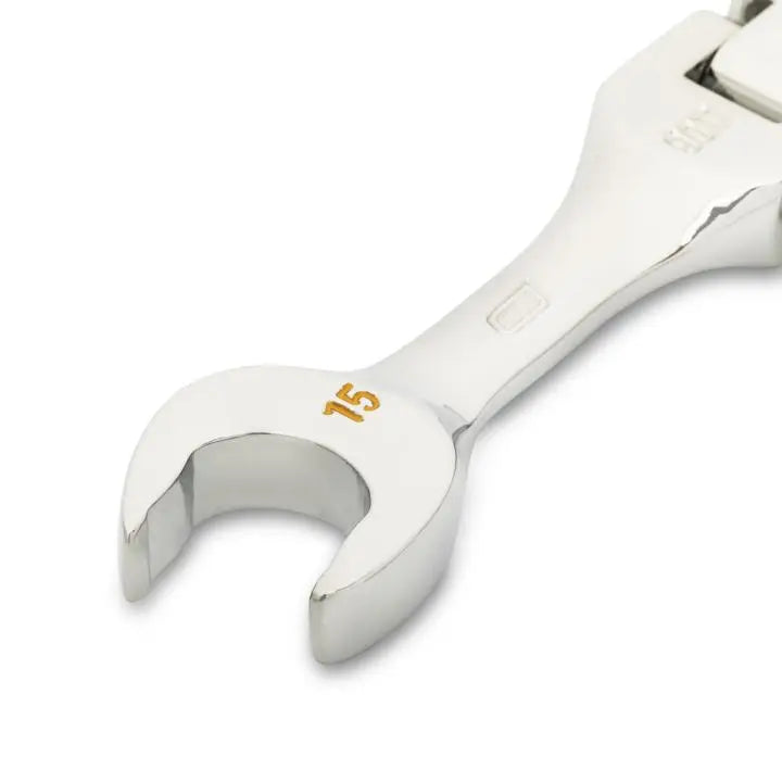 GEARWRENCH 90-Tooth 12-Point Stubby Flex Combination Ratcheting Wrench, 15mm - GW 86865 Combination Wrench GEARWRENCH