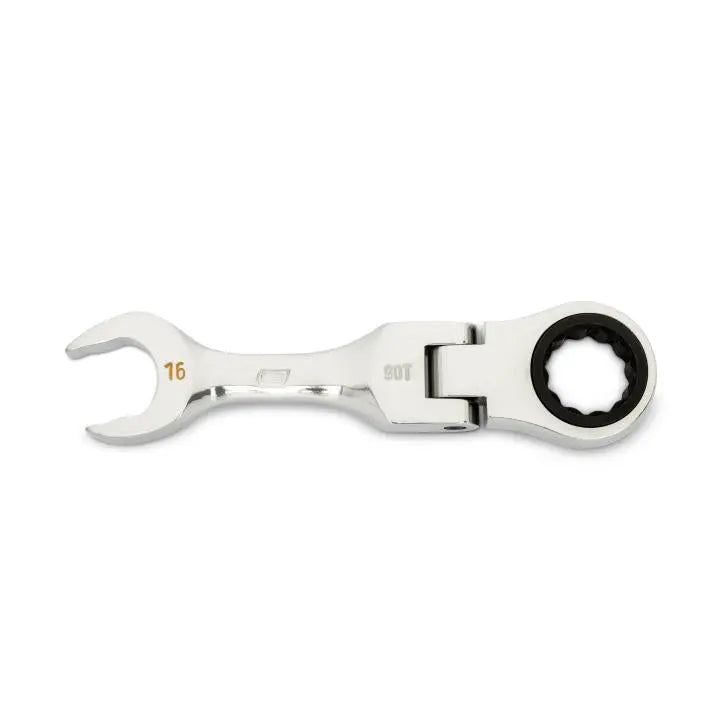 GEARWRENCH 90-Tooth 12-Point Stubby Flex Combination Ratcheting Wrench, 16mm - GW 86866 Combination Wrench GEARWRENCH